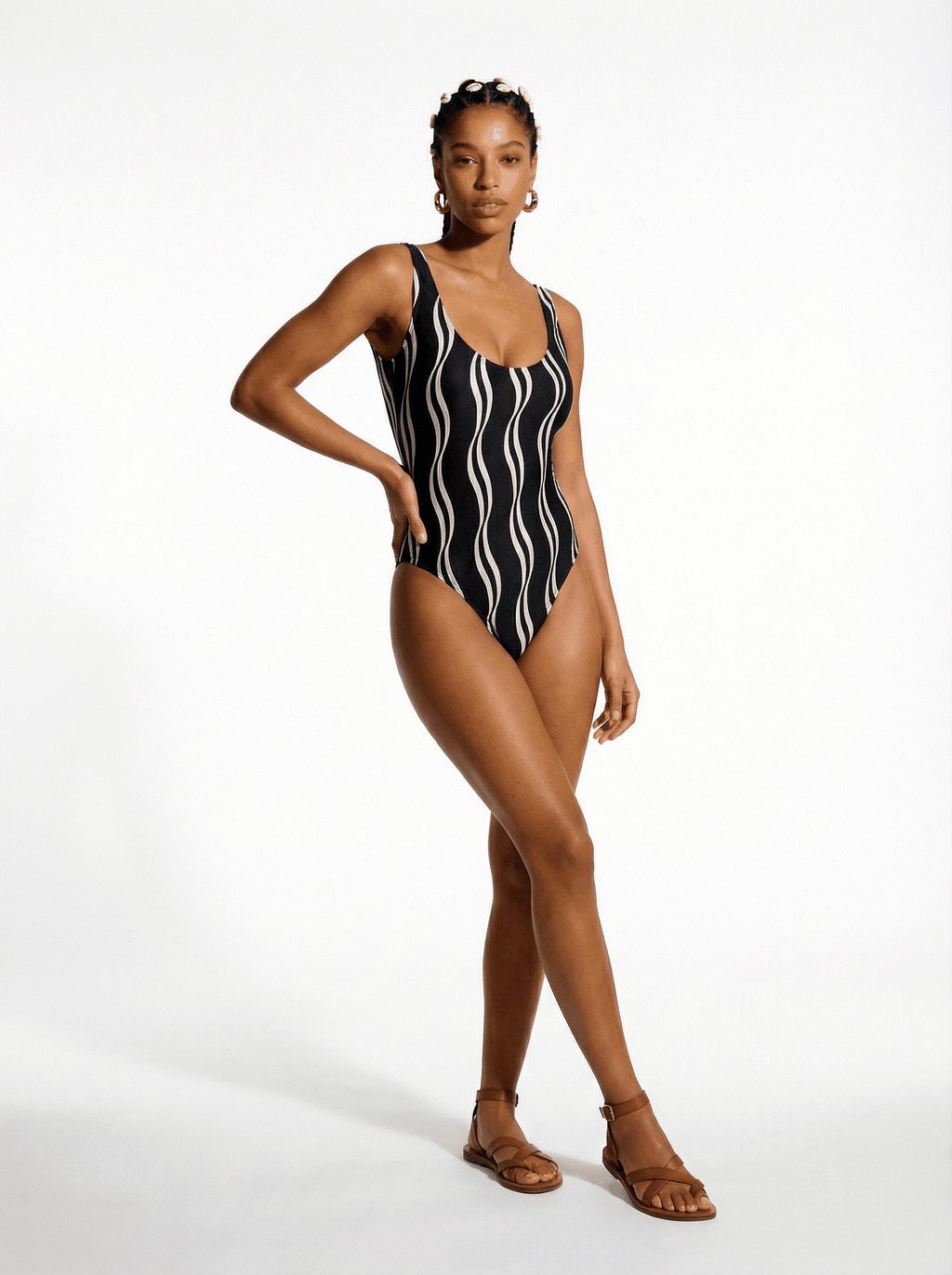 Black & White Low Back One Piece Suit
