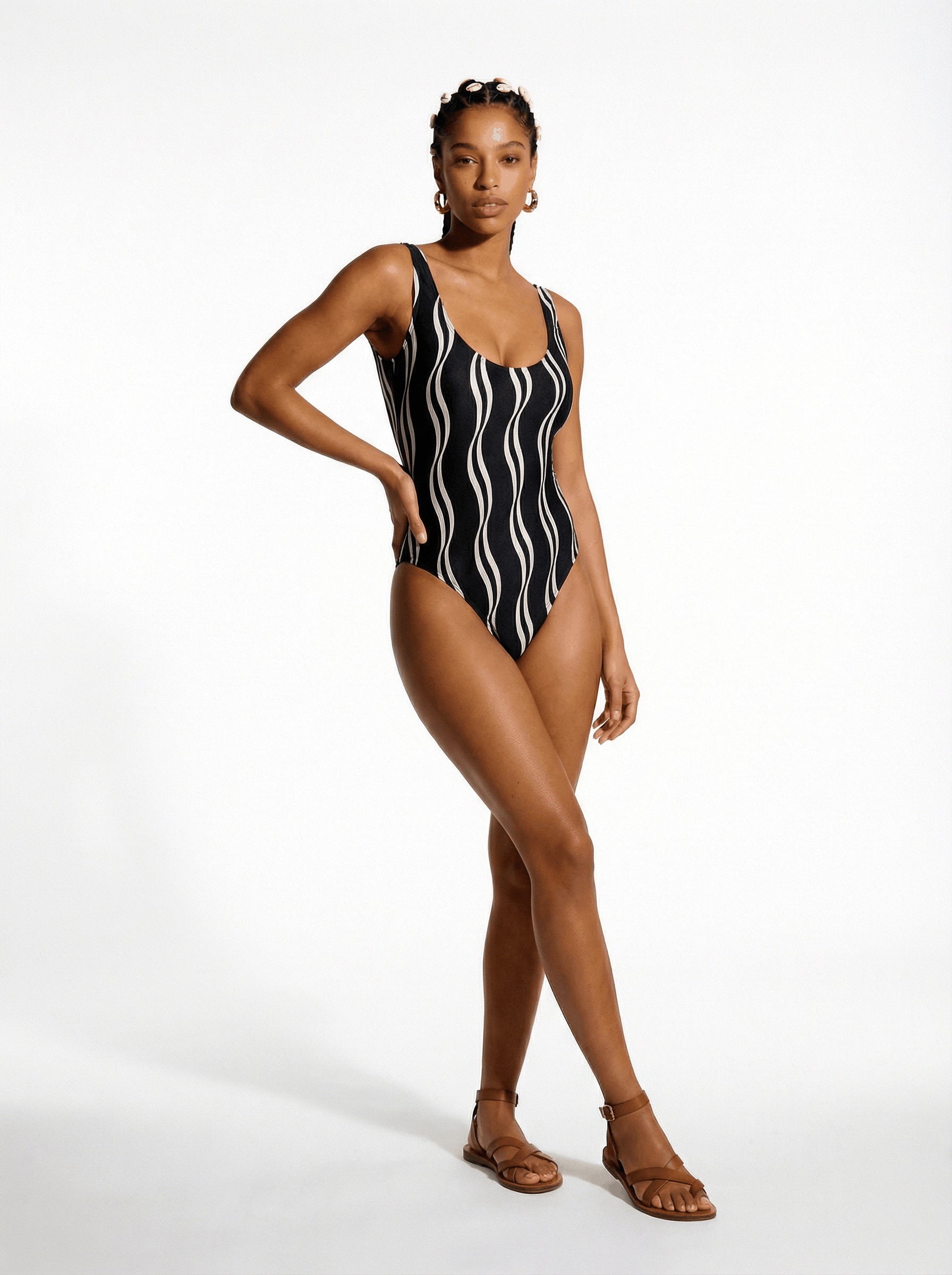 Black & White Low Back One Piece Suit