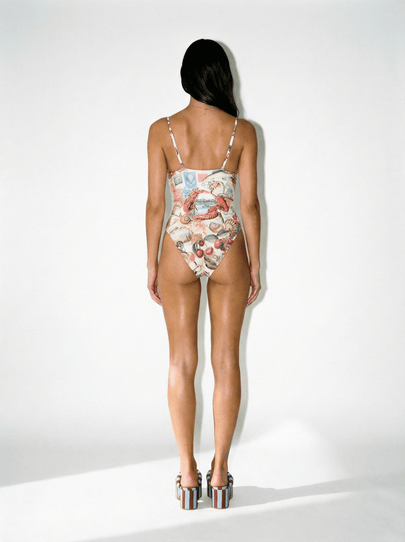 Ruched Cup Underwire One Piece With Tie Front