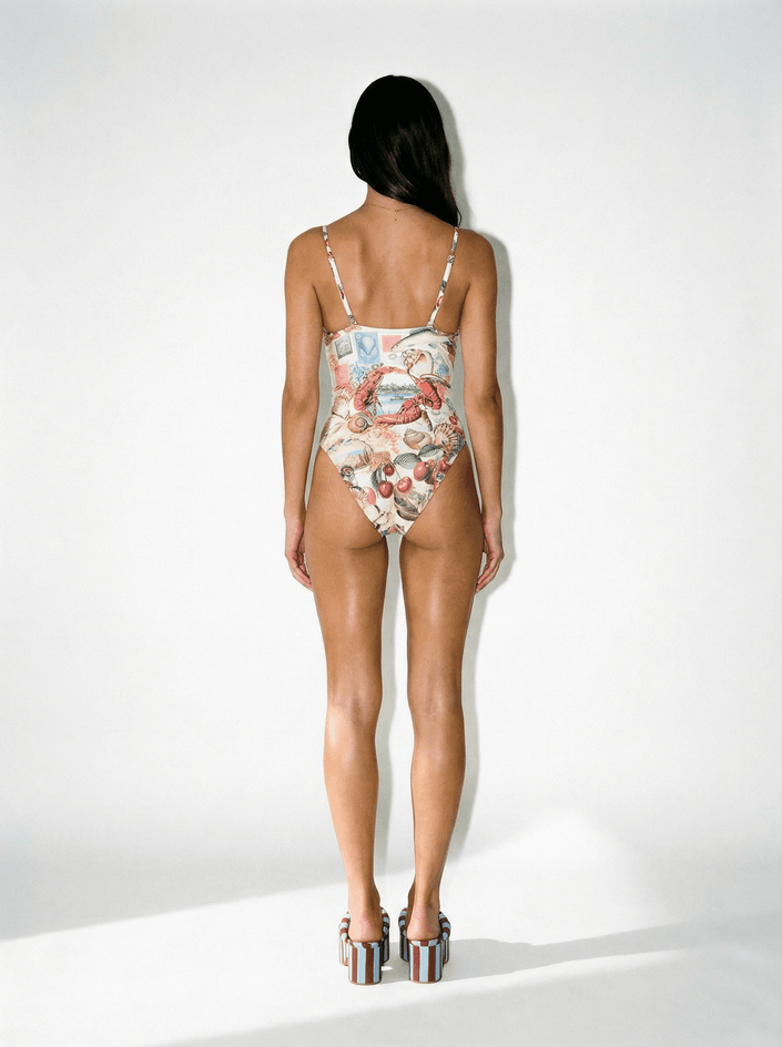 Ruched Cup Underwire One Piece With Tie Front