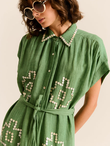 Green Cotton Midi Dress